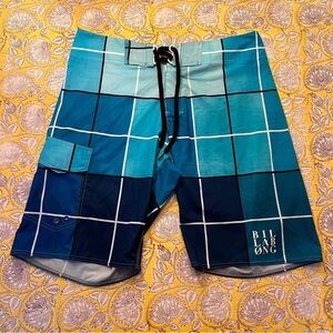 Billabong Platinum X Stretch Boardshorts Blue Plaid Size 33